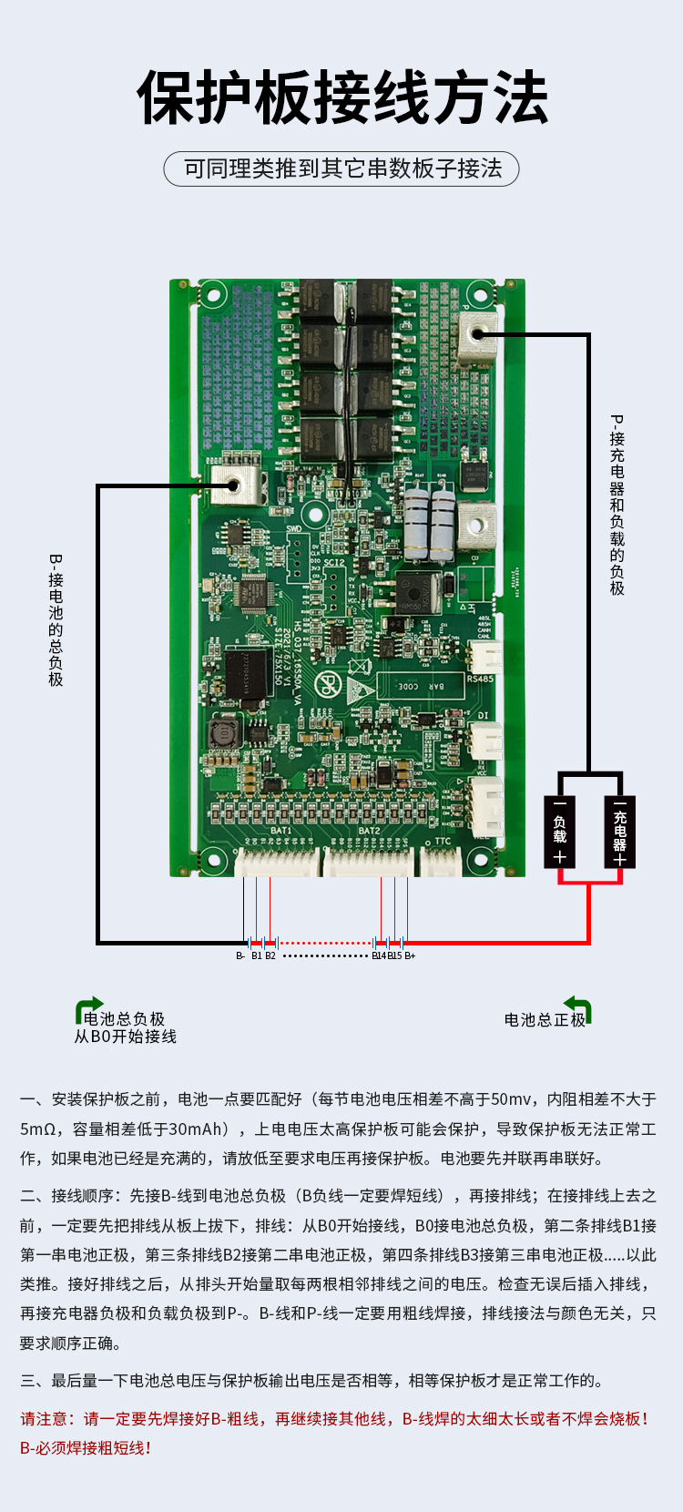 HS-037 6-16串50A戶外便攜電源BMS保護(hù)板(圖2)